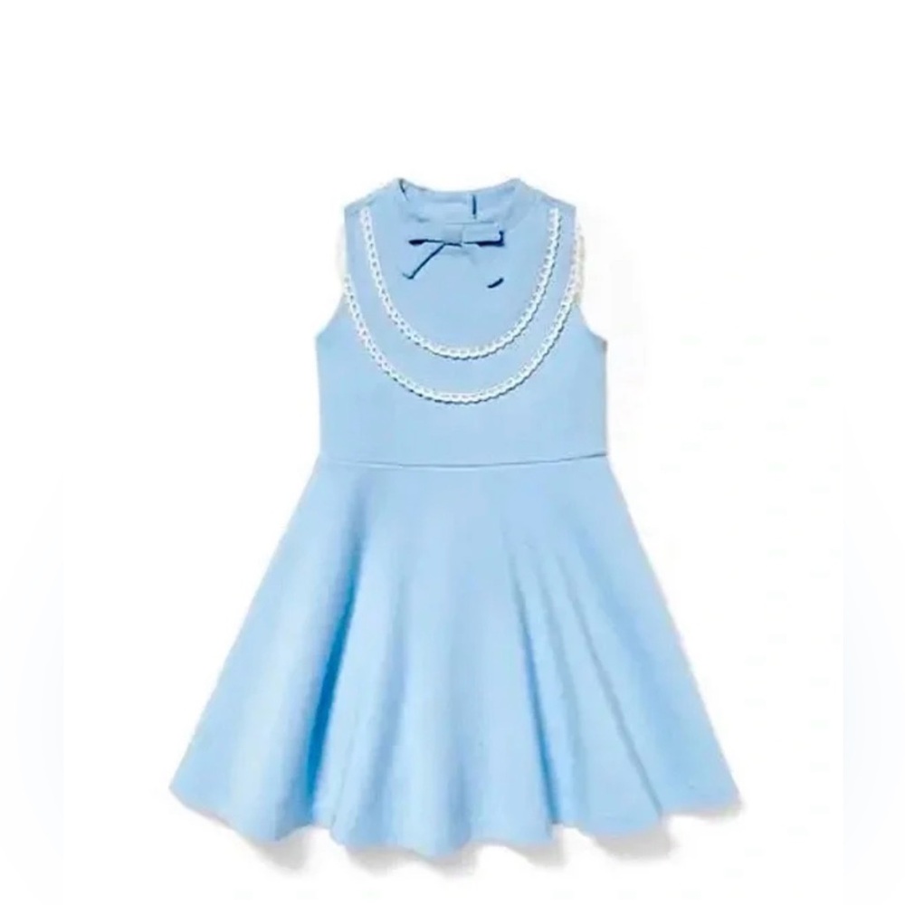 “SIZE 6 TO 12 MONTHS” JANIE AND JACK Retro Vintage Style Lace Bib Dress Bow Blue